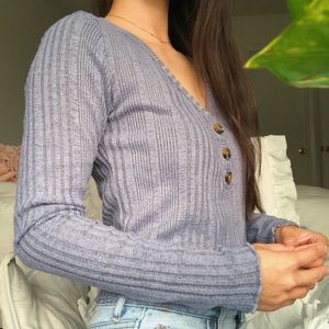 Forever 21 Long Sleeve Button Up V Neck